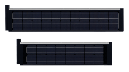 シャープの瓦型ソーラー・パネル「NT-58K1D（上）」と「NT-41K1D（下）」